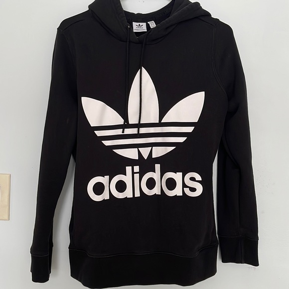adidas Sweaters - Adidas trefoil size Medium hoodie black sweatshirt